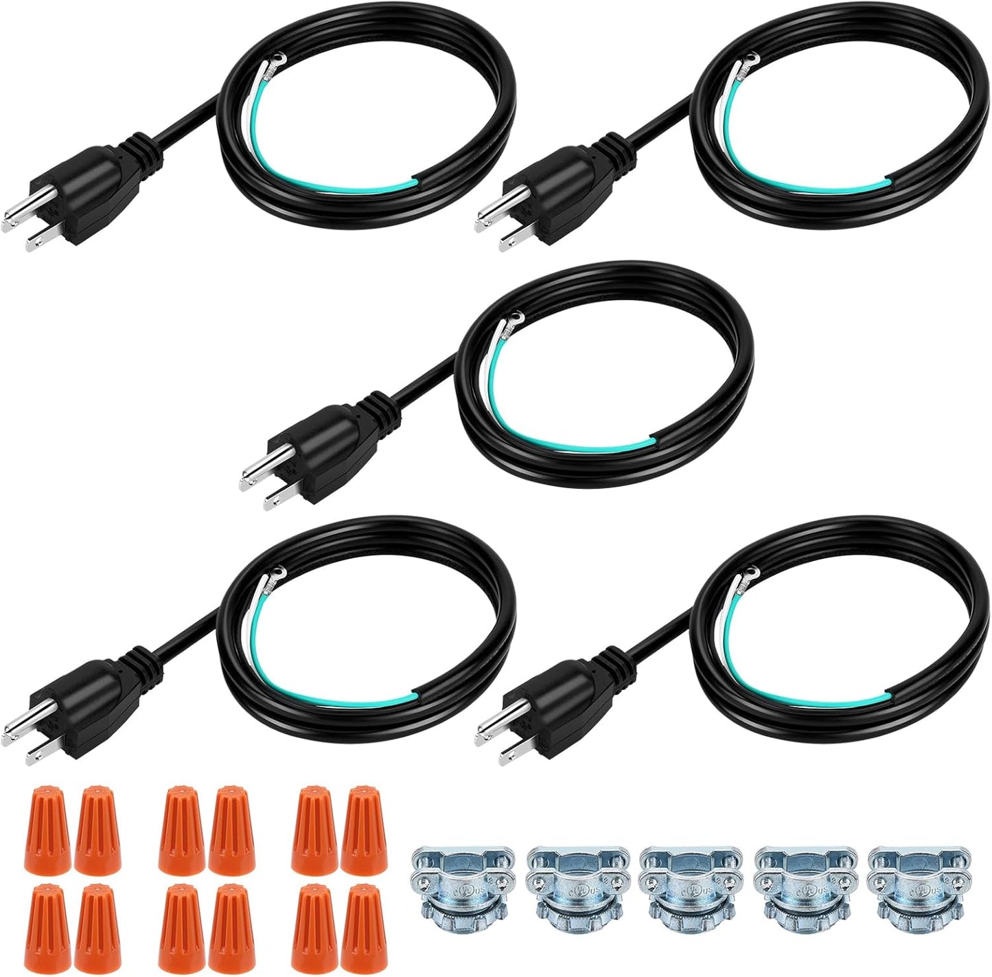 5 Pack of Heavy Duty 3 Feet Garbage Disposal Power Cord Kit for InSinkErator Model - Replacement Power Cord for Any Garbage Disposal