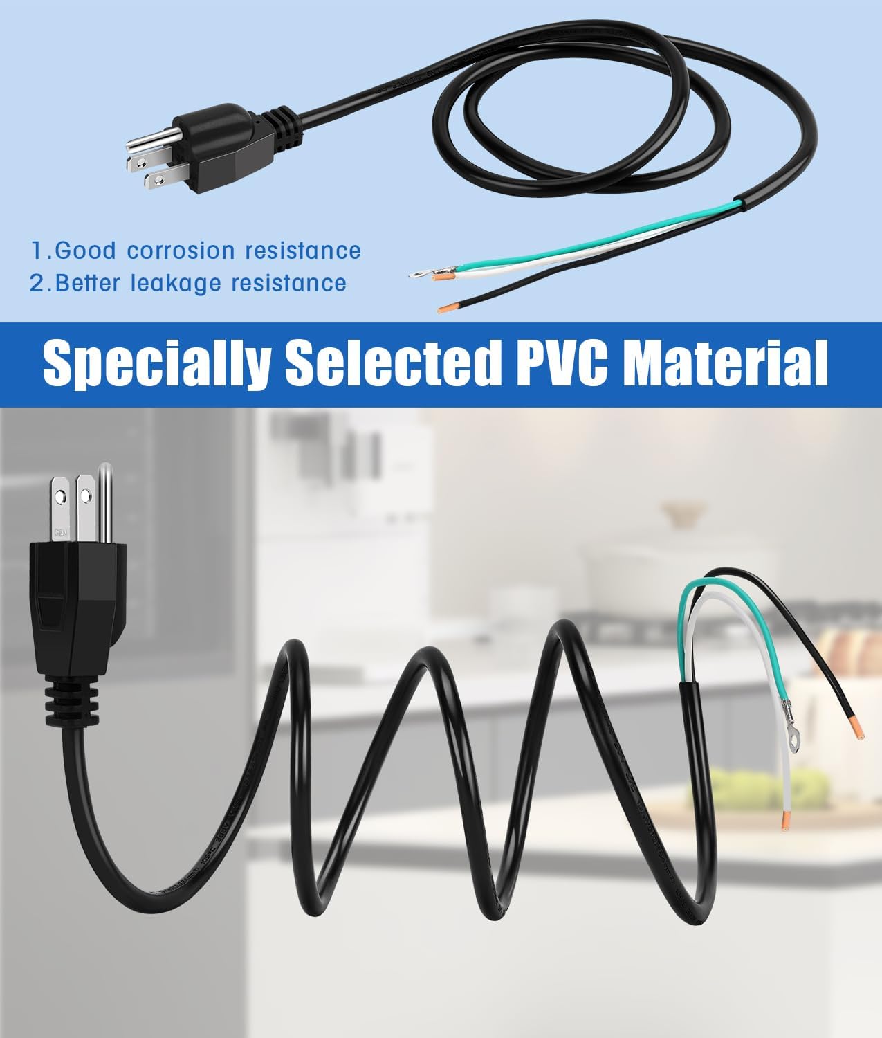 5 Pack of Heavy Duty 3 Feet Garbage Disposal Power Cord Kit for InSinkErator Model - Replacement Power Cord for Any Garbage Disposal