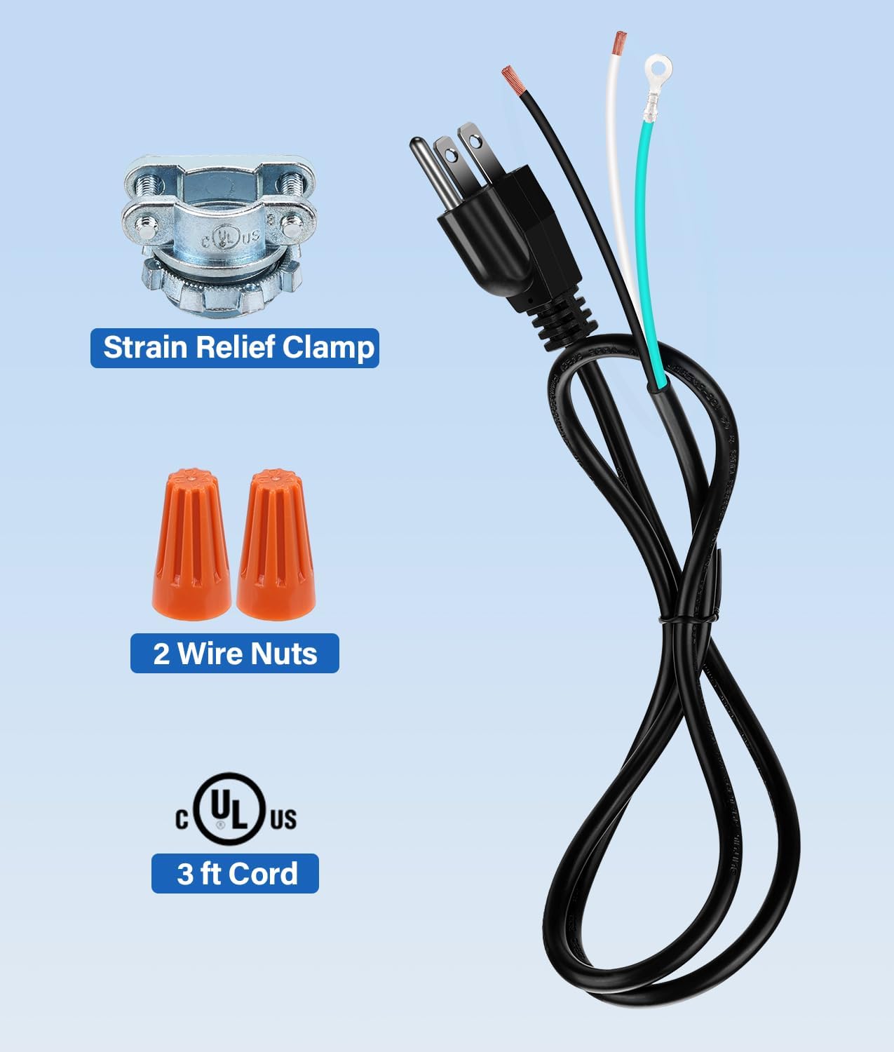 5 Pack of Heavy Duty 3 Feet Garbage Disposal Power Cord Kit for InSinkErator Model - Replacement Power Cord for Any Garbage Disposal