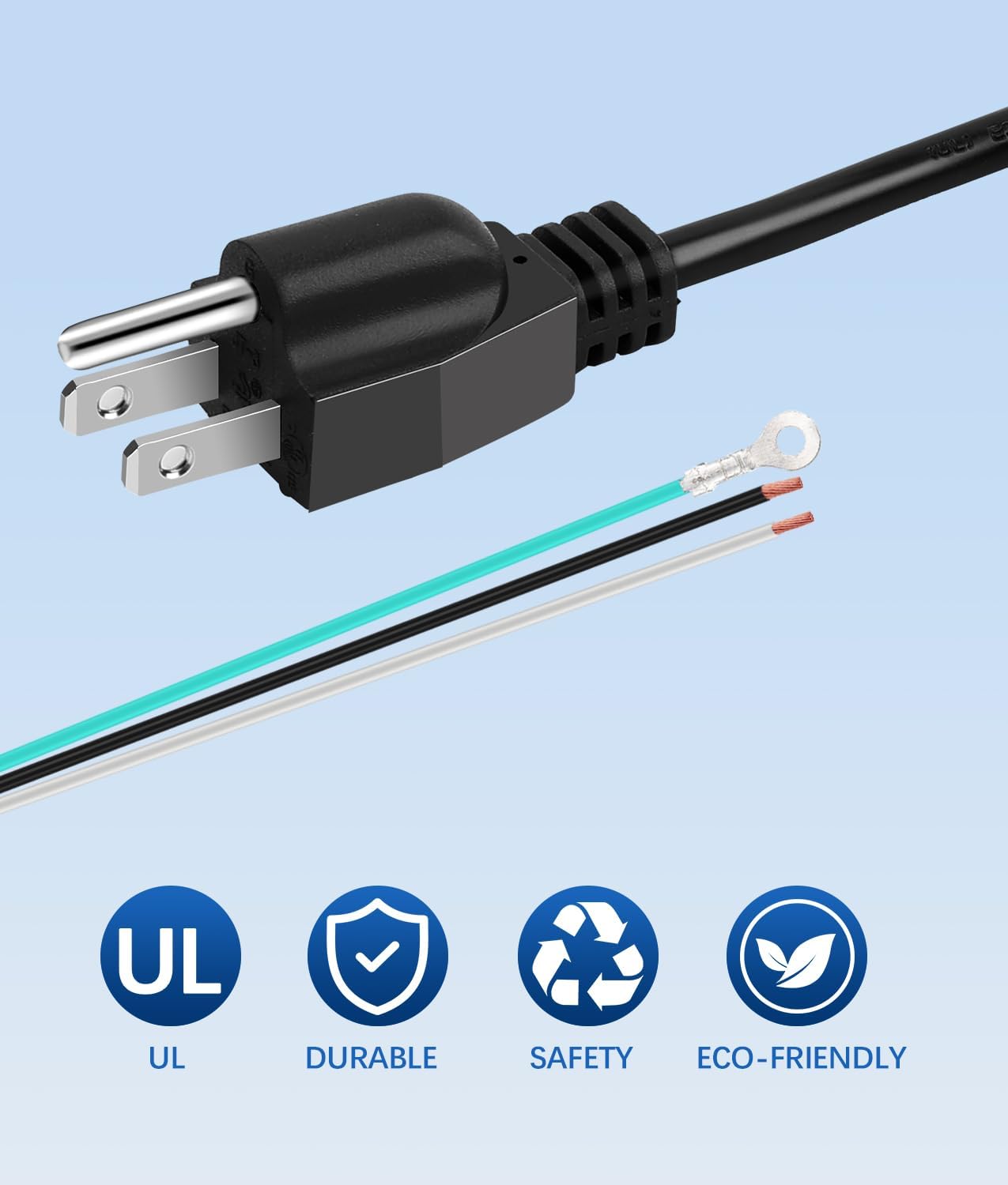5 Pack of Heavy Duty 3 Feet Garbage Disposal Power Cord Kit for InSinkErator Model - Replacement Power Cord for Any Garbage Disposal