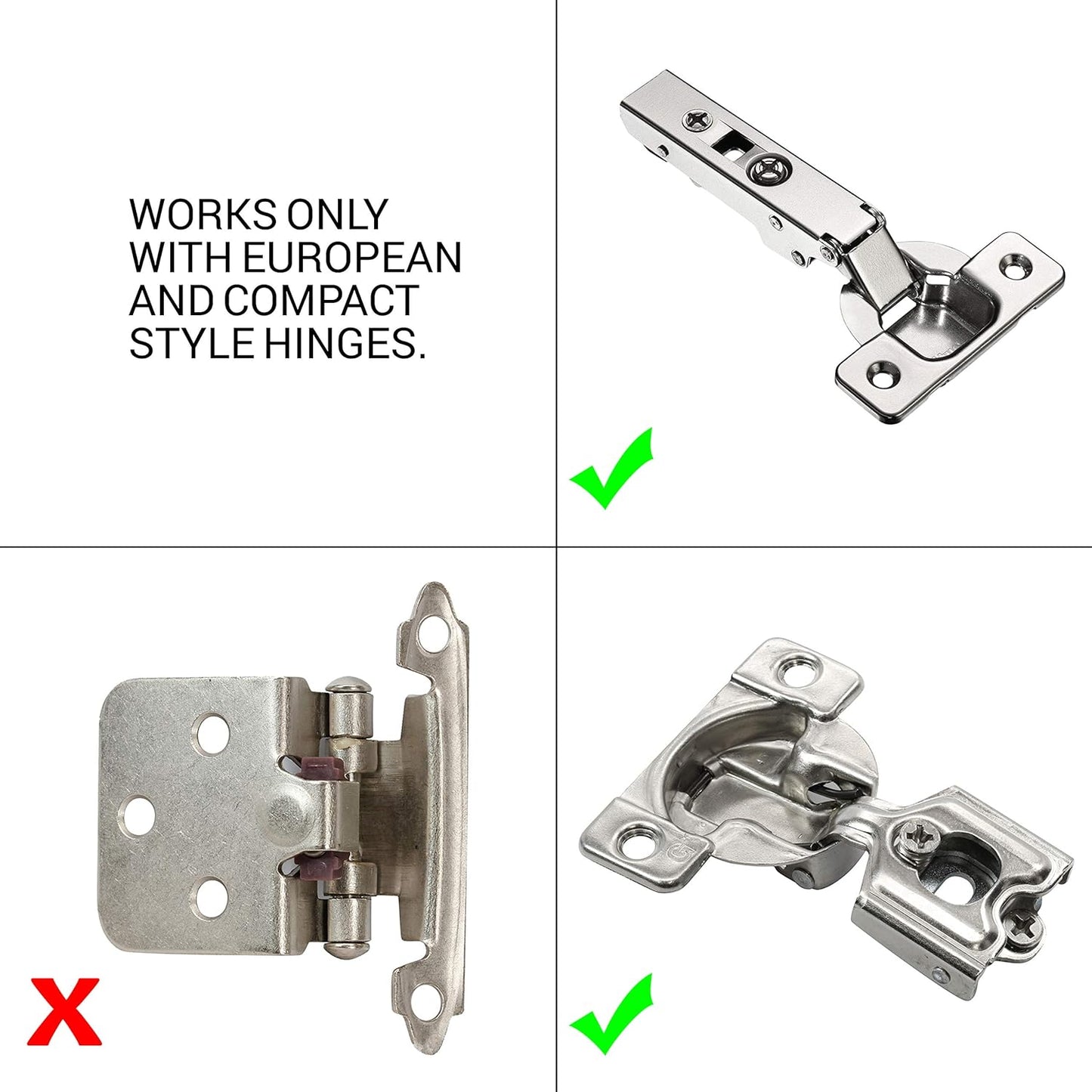 5 Pack Rok Hardware Soft Close Cabinet Door Damper Compact Adapter Hinge Polished Nickel SCD103 - WildKart