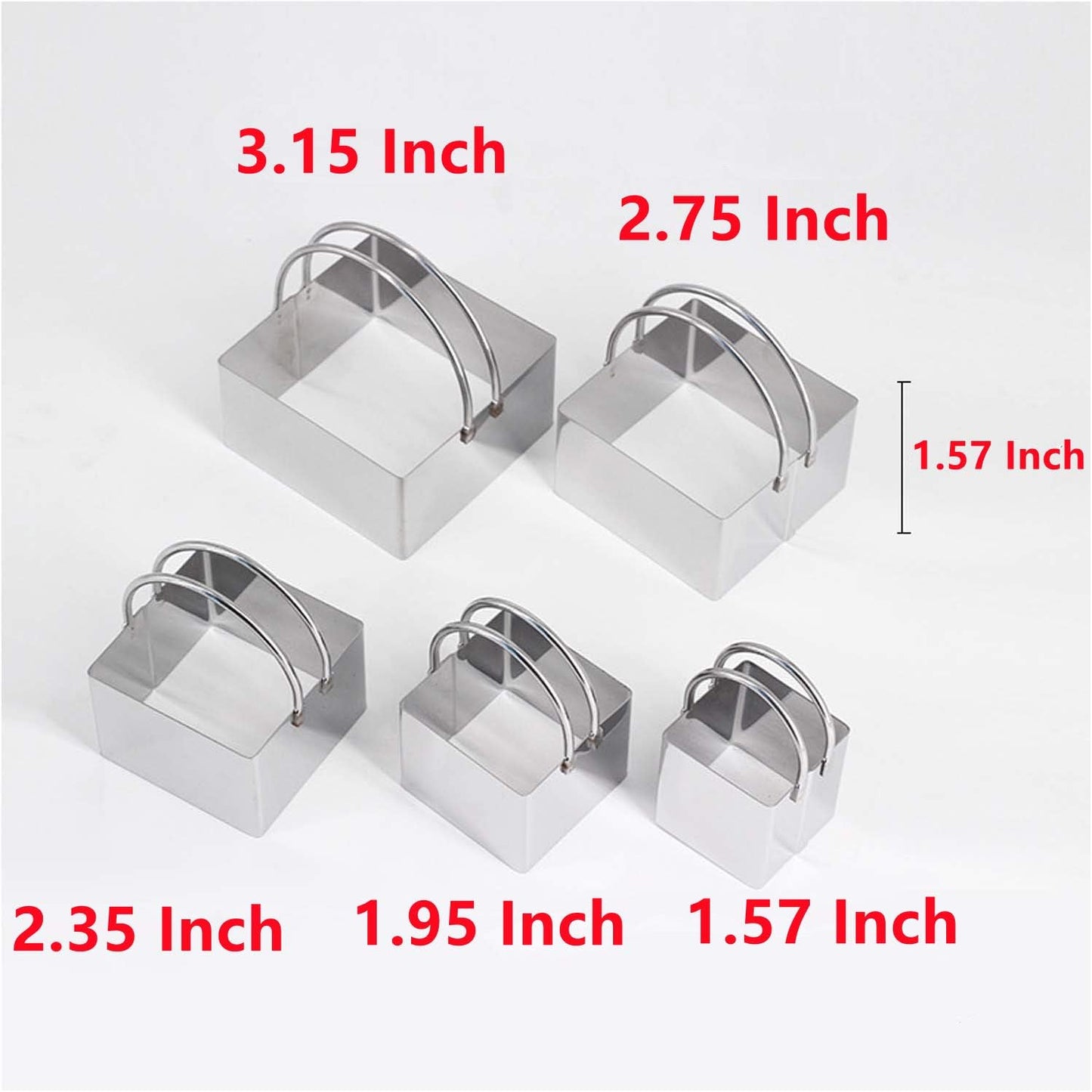 5-Piece Square Biscuit Cutter Set with Handle for Easy Storage - Stainless Steel Cookie Cutters