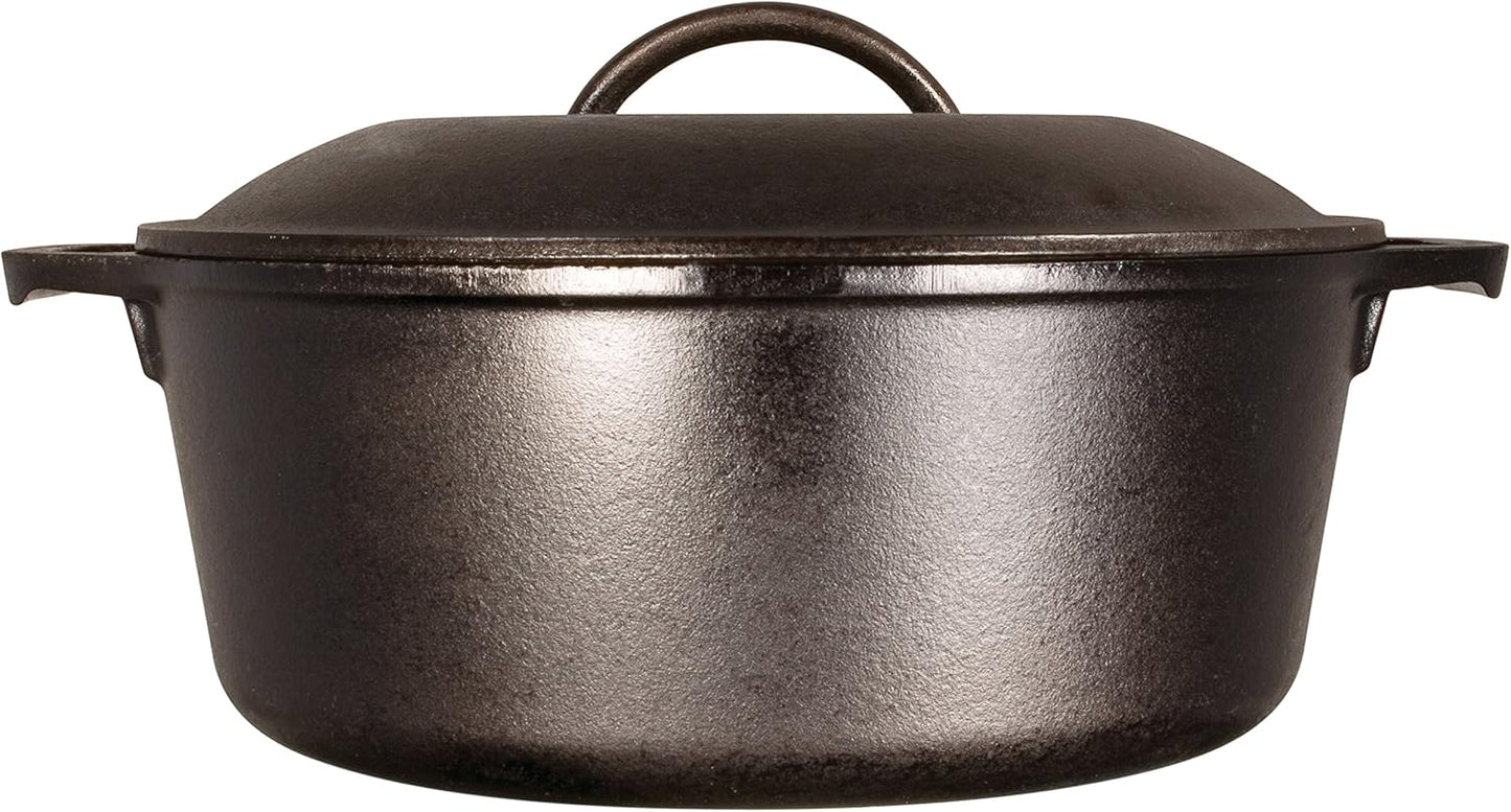 5 Quart Lodge Cast Iron Dutch Oven with Handle Holders - Black/Red - L8DOL3HH41PLT