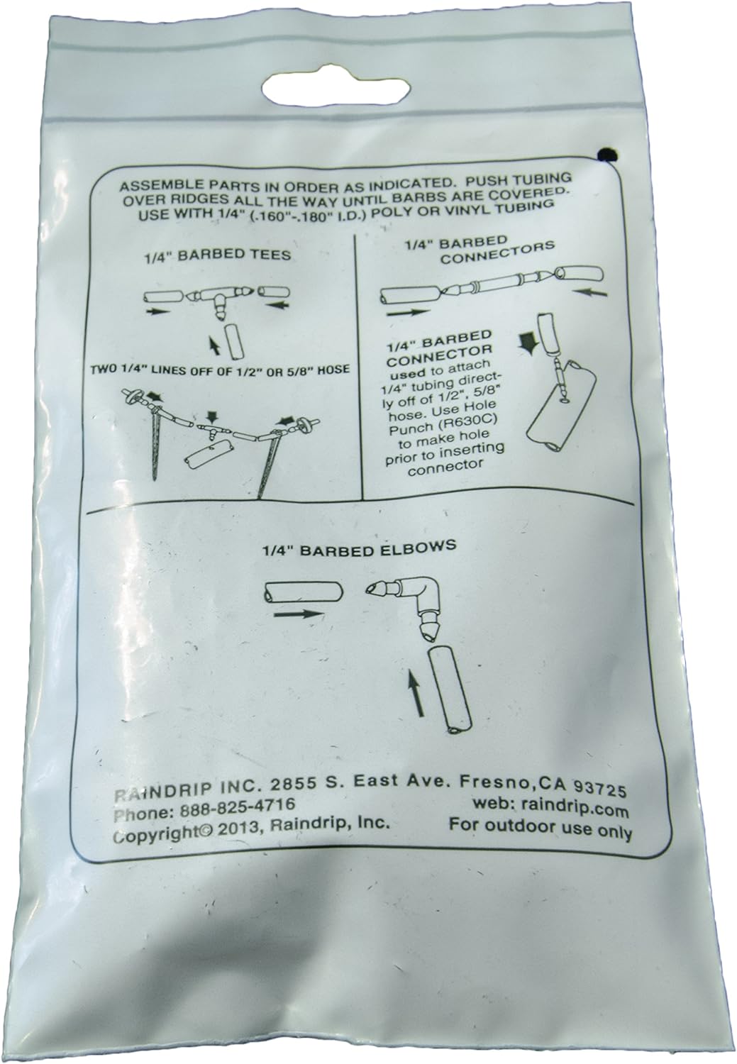 50 Pack Raindrip 312050B Single Barbed Coupling Connectors for 1/4-Inch Drip Irrigation - Ideal for Trees and Shrubs