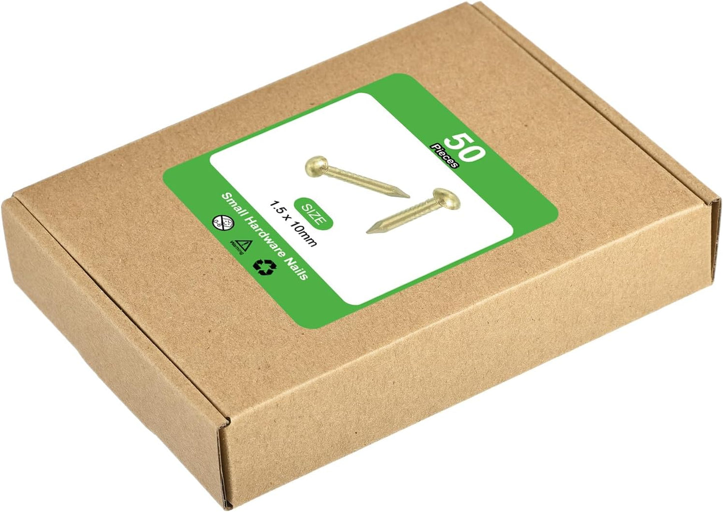 50Pcs Brass Round Head Nails 1.5x10mm for Woodworking & DIY Projects - Gold Finish