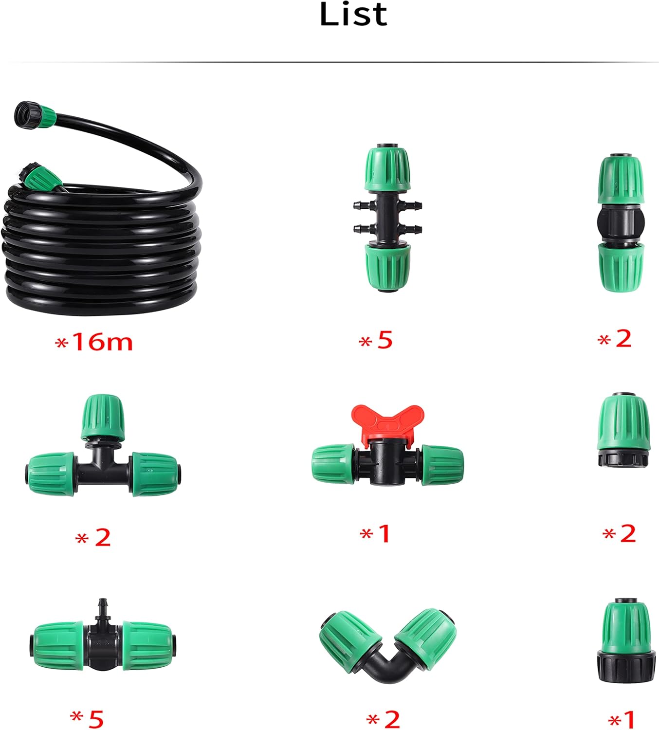 52FT PVC Garden Irrigation Tubing Hose with Lock Connector for Drip System - 1/2" Diameter, 16mm OD, 12mm ID