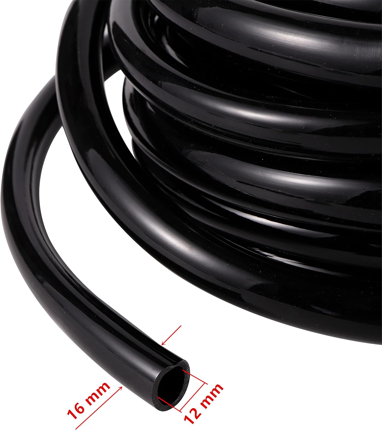52FT PVC Garden Irrigation Tubing Hose with Lock Connector for Drip System - 1/2" Diameter, 16mm OD, 12mm ID