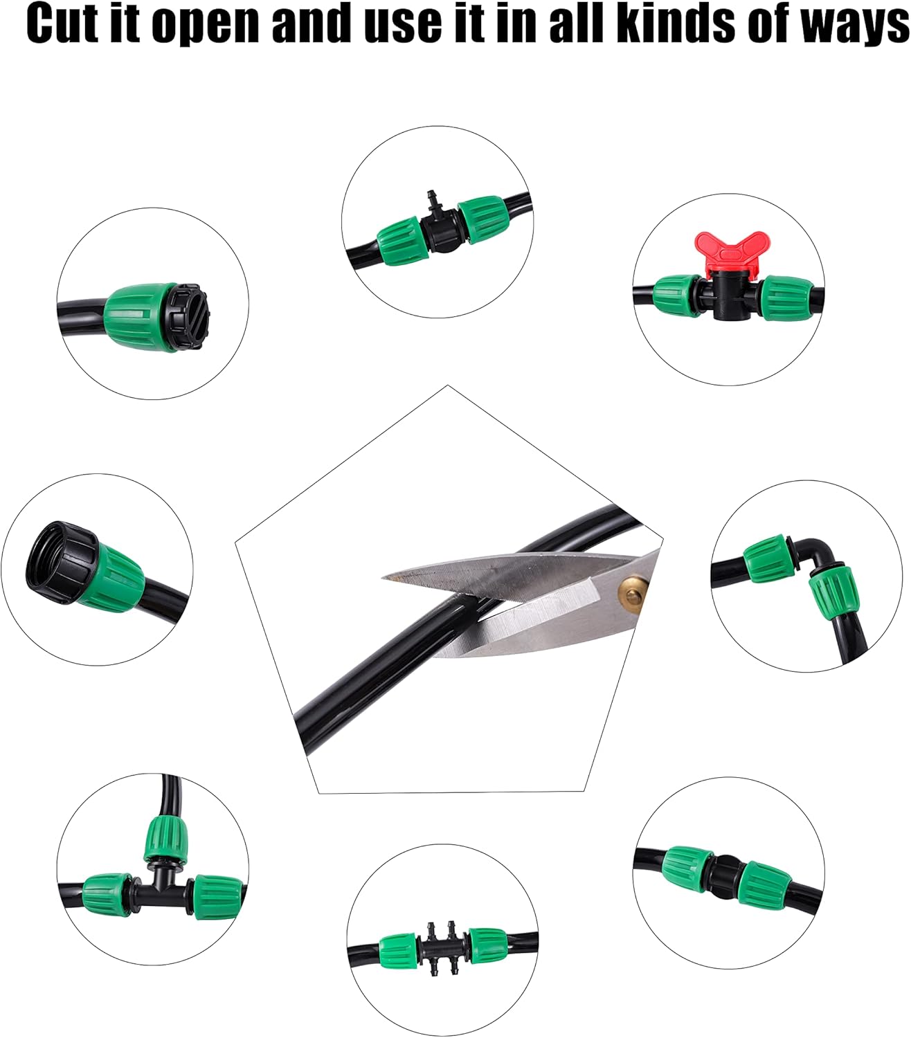 52FT PVC Garden Irrigation Tubing Hose with Lock Connector for Drip System - 1/2" Diameter, 16mm OD, 12mm ID