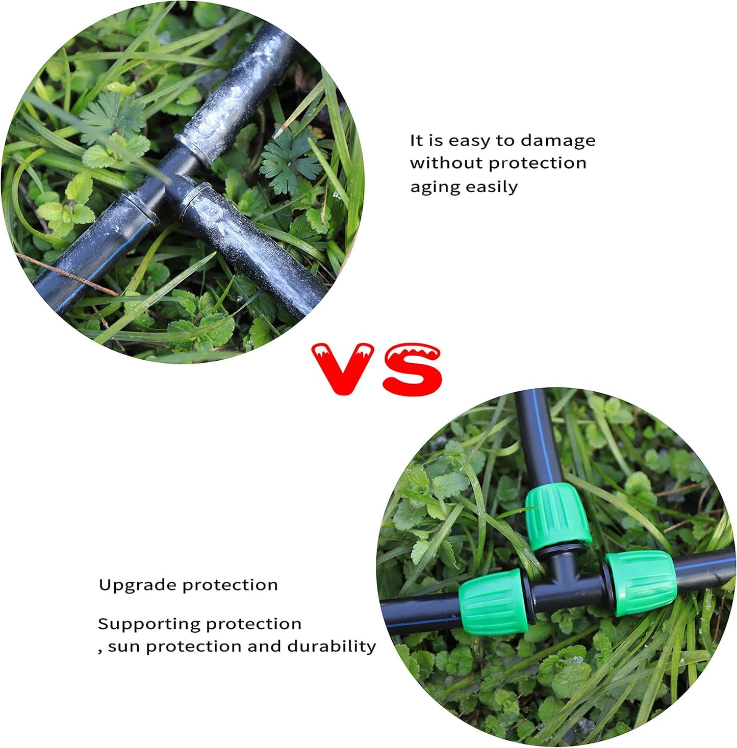 52FT PVC Garden Irrigation Tubing Hose with Lock Connector for Drip System - 1/2" Diameter, 16mm OD, 12mm ID