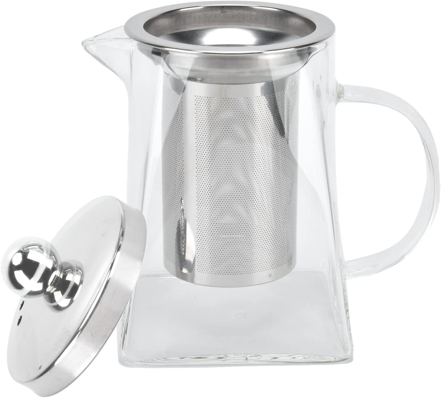 550ml Glass Teapot with Removable Stainless Steel Kettle - Durable and Stylish Tea Pot for Home and Office