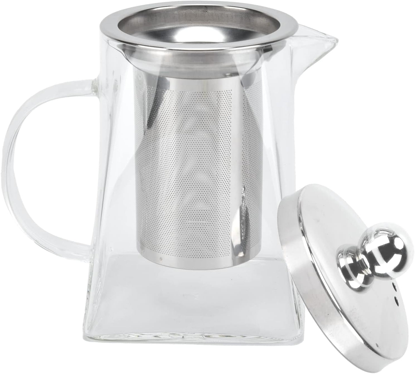 550ml Glass Teapot with Removable Stainless Steel Kettle - Durable and Stylish Tea Pot for Home and Office