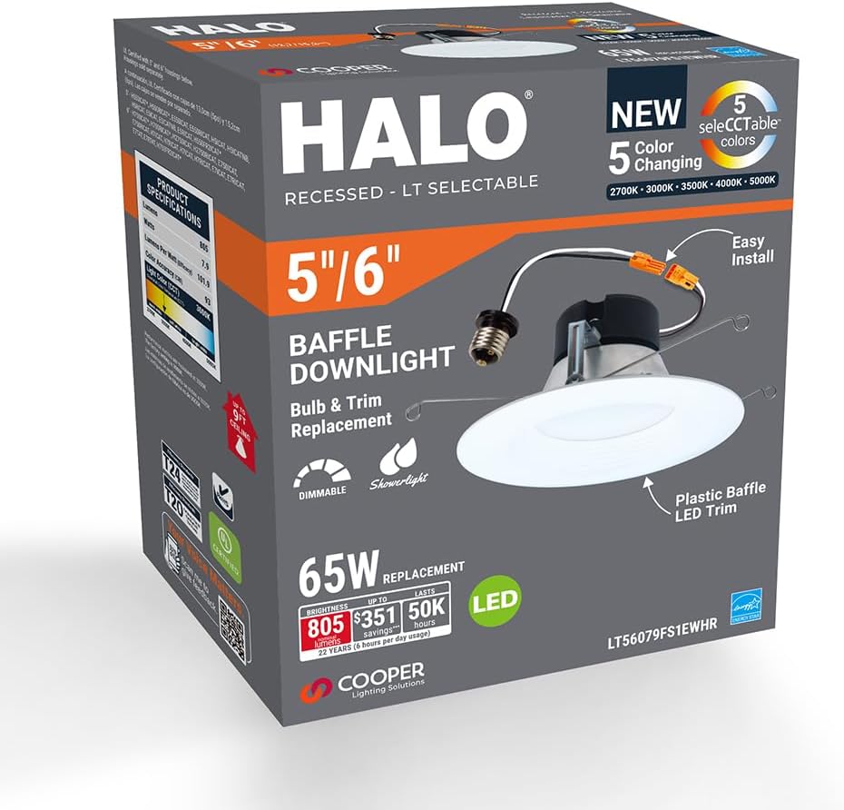 5CCT Baffle Trim LED Retrofit Module for HALO LT 5-inch and 6-inch - 750 Lumens