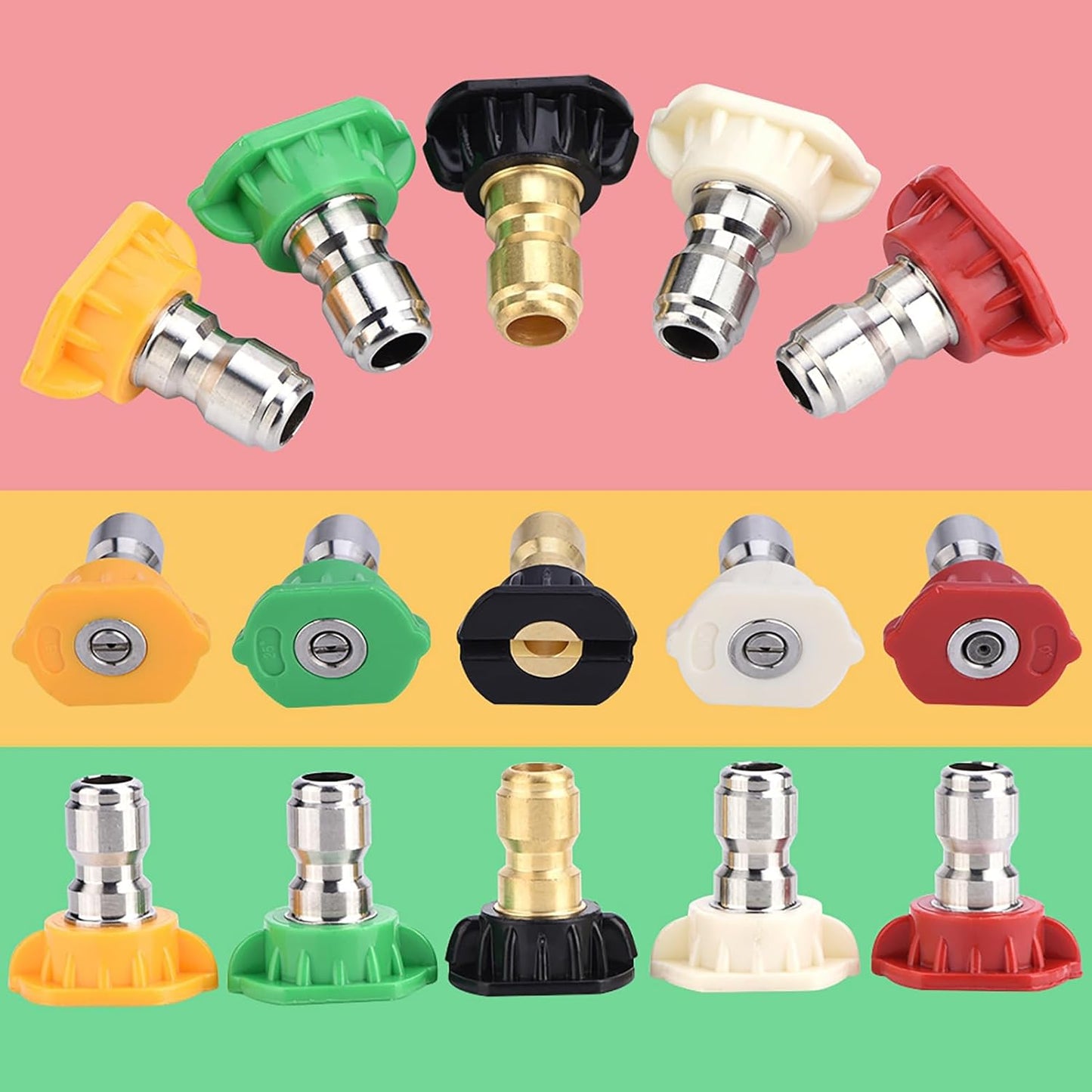 5pcs 4000 PSI Pressure Washer Spray Nozzles Set with Variety Degrees for Quick Connect - HAOHIZE