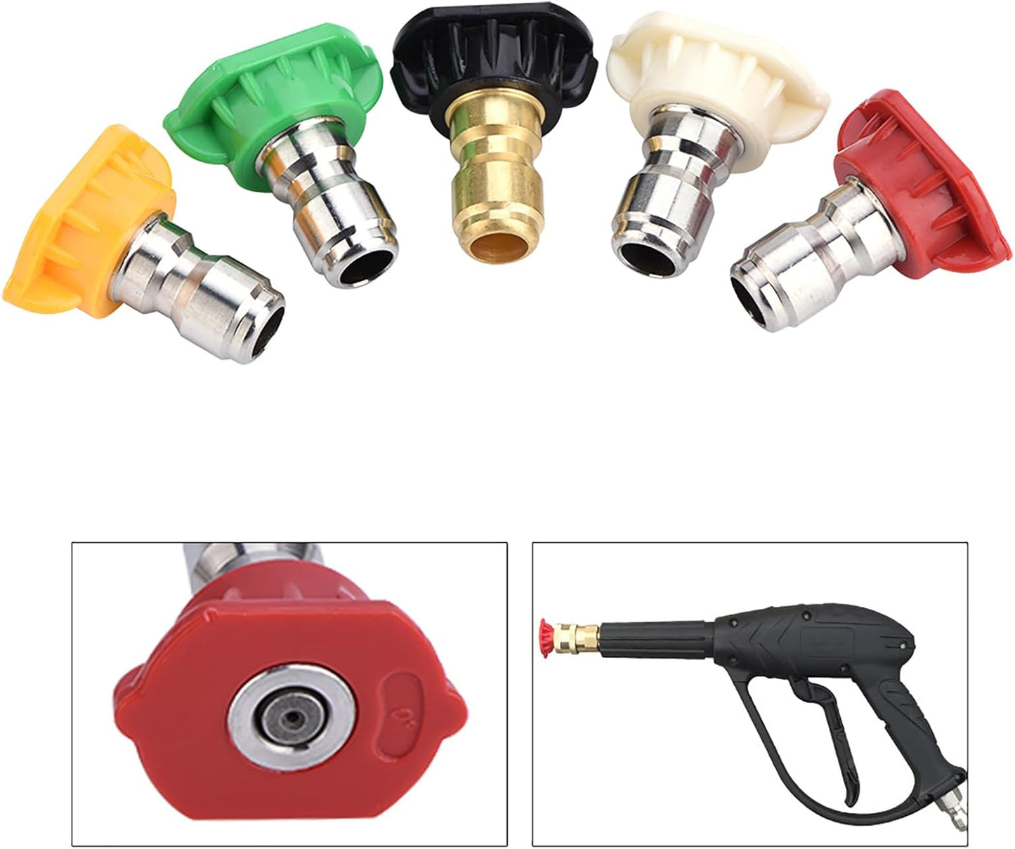 5pcs 4000 PSI Pressure Washer Spray Nozzles Set with Variety Degrees for Quick Connect - HAOHIZE
