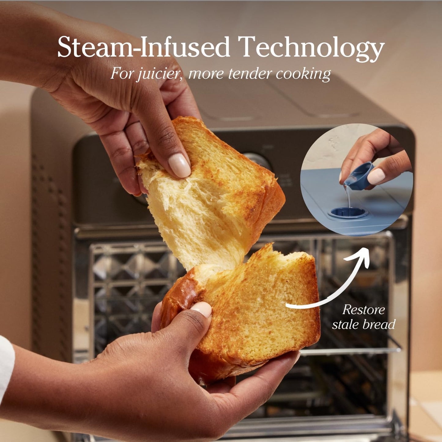 6-in-1 Air Fryer & Toaster Oven with Steam Infusion - Compact, Fast Preheat, Multifunctional