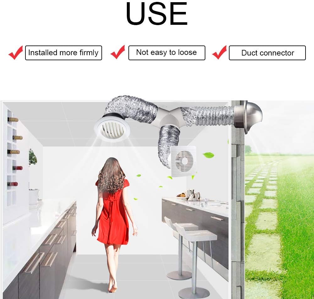 6 Inch Duct Splitter for Exhaust Fan Dryer Vent Hose, Y Shape, 3 Way Duct Connector