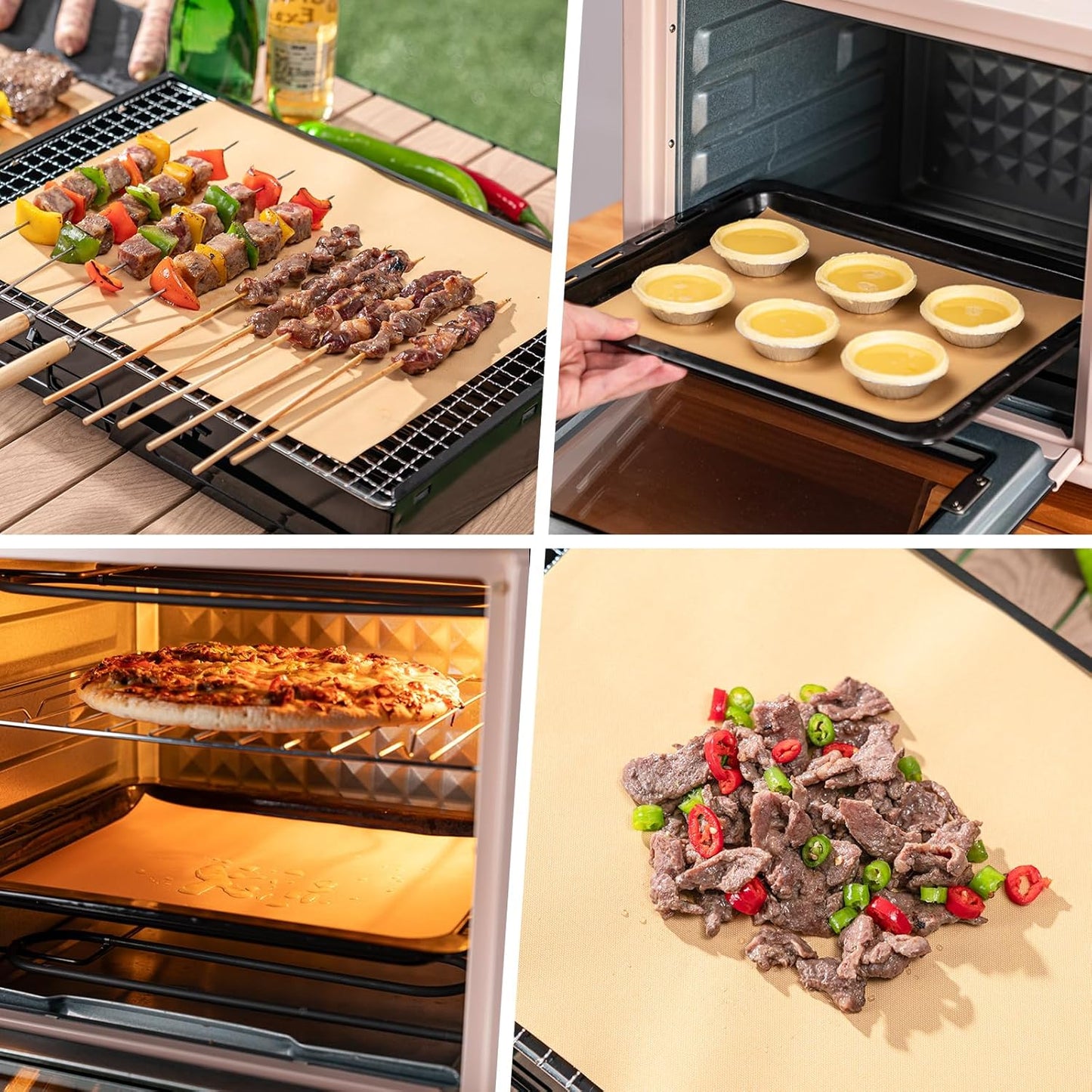 6 Pack Eisinly Grill Mats - Reusable Non Stick Baking Mat for Outdoor BBQ - Heat Resistant - Gas, Charcoal, Electric - 15.75 x 13-inch - Gold