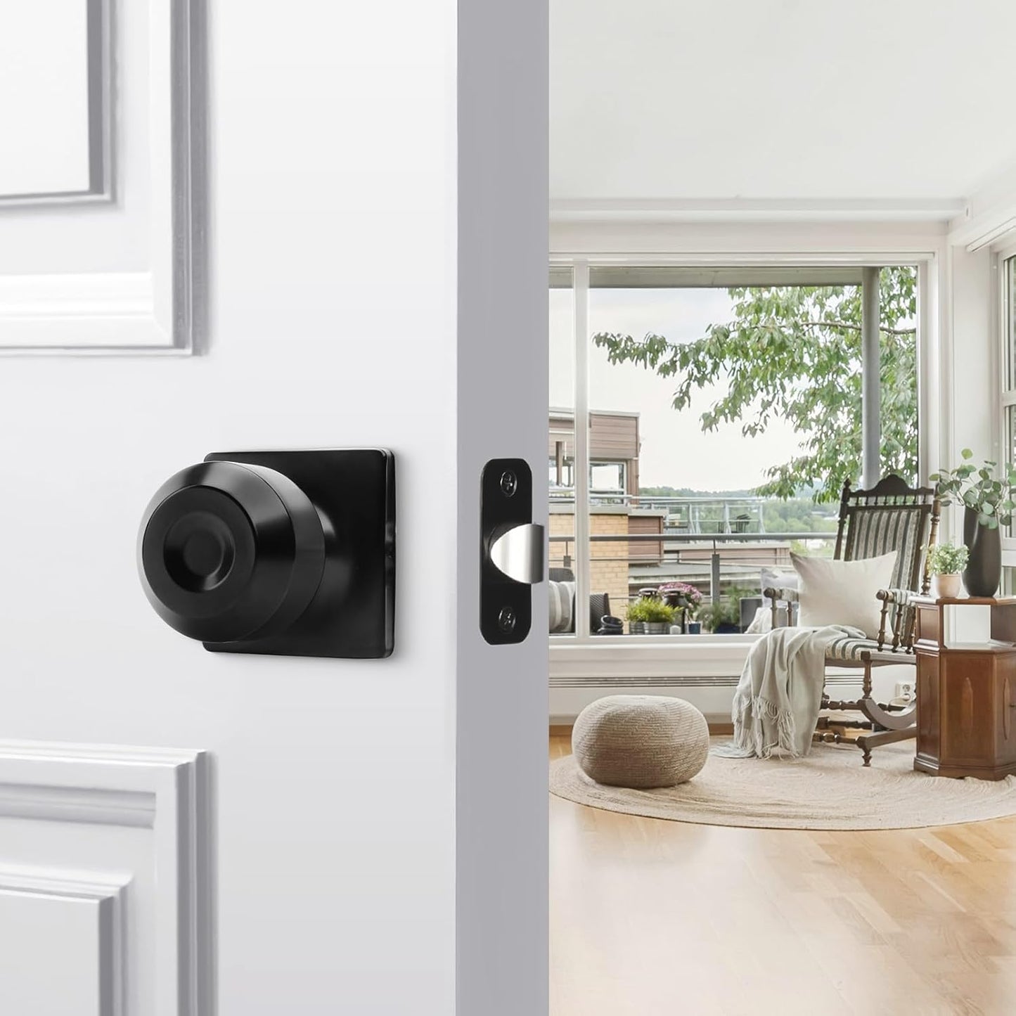 6 Pack Goldenwarm Square Black Passage Closet Door Knobs for Hall and Closet - Matt Black Interior Doorknobs