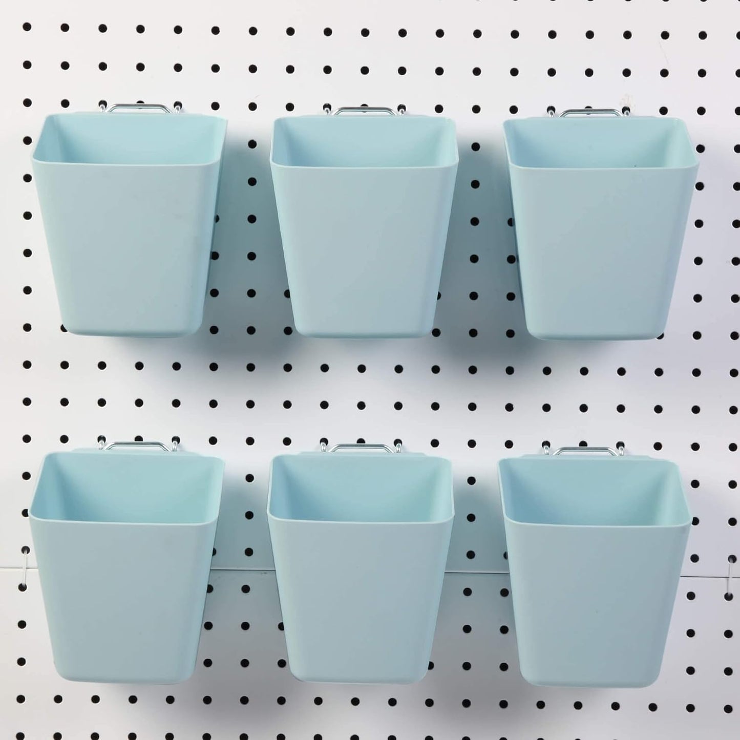 6 Pack Large Pegboard Bins with Hooks for Tool Organization by FRIMOONY