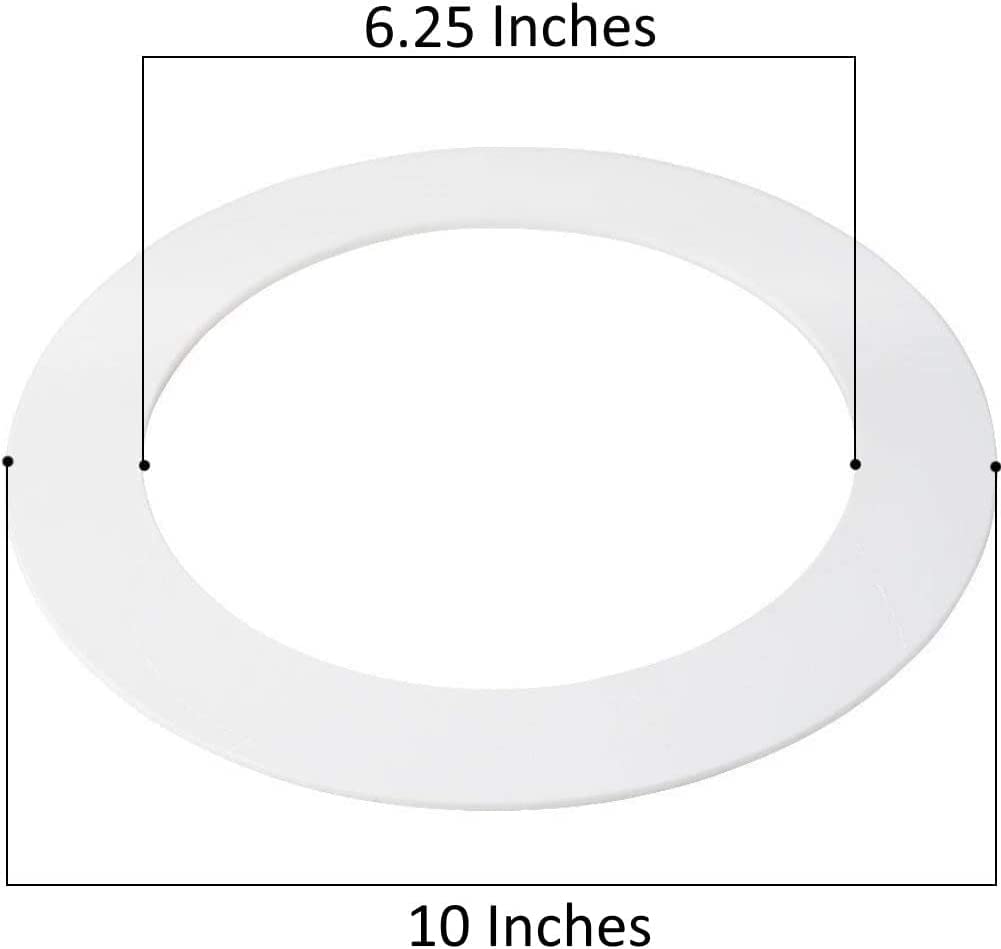 6 Pack Matte White Goof Trim Ring for 10" Recessed Can Lighting - Outer Diameter 10", Inner Diameter 6.2