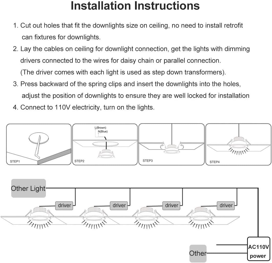 6 Pack of LightingWill 3W Dimmable LED Downlights, 2 Inch Recessed Ceiling Lights - Warm White, High CRI, Halogen Equivalent - 3000K