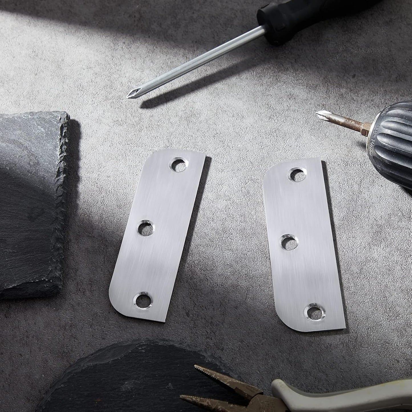 6 Pack Stainless Steel Door Hinge Filler Plates 3.5 Inch with Satin Chrome Finish and Matching Screws