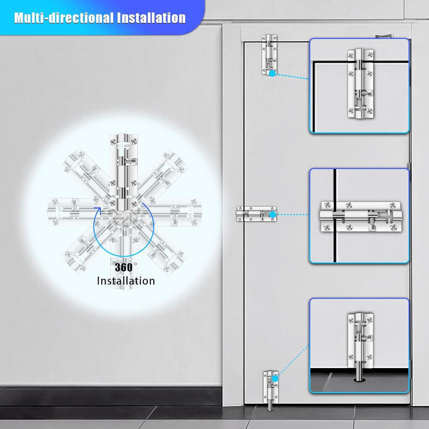6 Pack Stainless Steel Slide Locks with 3 Inch Barrel Bolt Latch for Inside Doors - Premium Thickened Slide Bolt Latch with 36 Screws