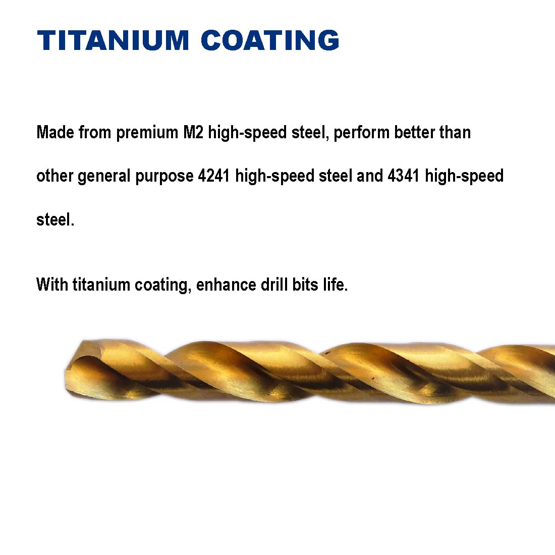 6-Pack Titanium Nitride Coated Drill Bit Set - 7/32-Inch Hex Shank, Premium M2 High Speed Steel for Metal, Plastic, Wood