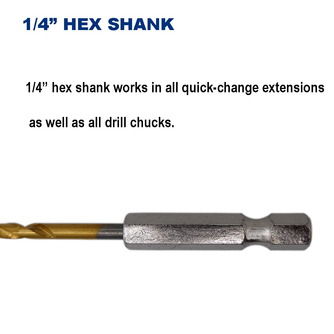 6-Pack Titanium Nitride Coated Drill Bit Set - 7/32-Inch Hex Shank, Premium M2 High Speed Steel for Metal, Plastic, Wood