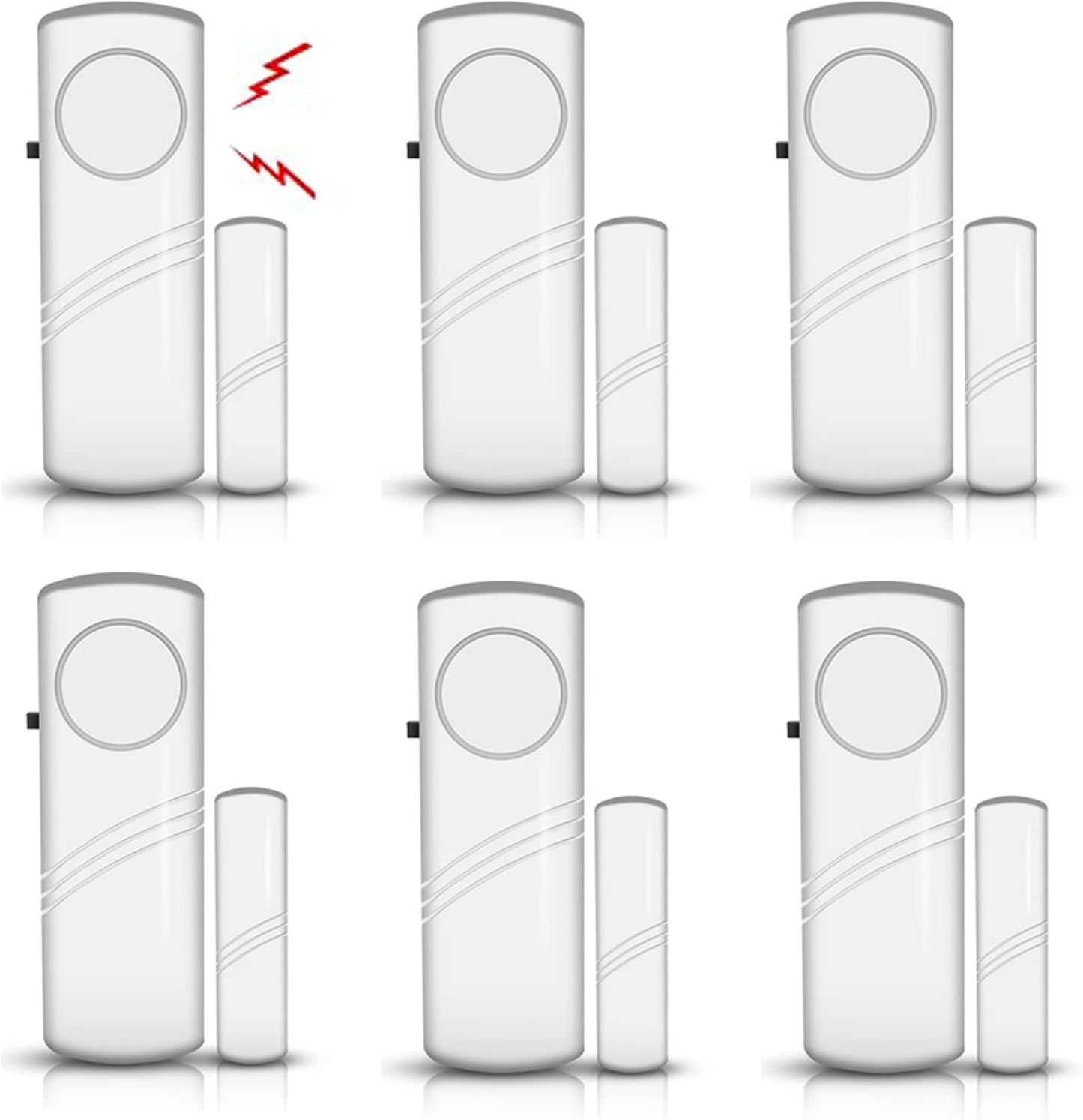 6-Pack Wireless Security Window/Door Alarms - Magnetic Sensor Burglar Alert - Super Loud Pool Alarms for Kids Safety - Home/Store - Batteries Not Included
