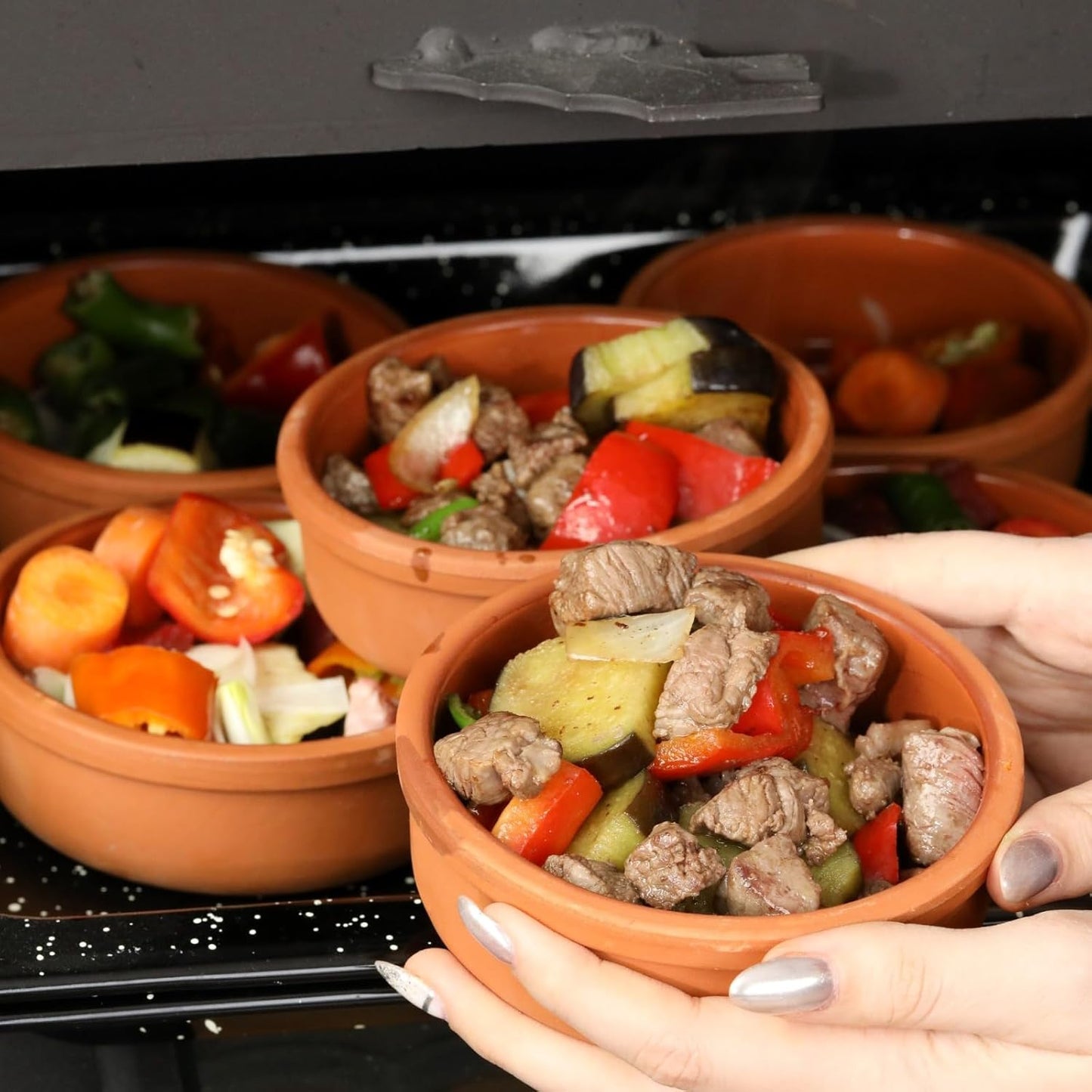 6-Piece Areste Mexican Clay Cookware Set - Terracotta Pots, Bowls, Plates, and Dishes - Premium Spanish Earthenware for Baking, Cooking, and Serving - Ideal for Turkish Cuisine - Cazuelas Cocina Mexicana