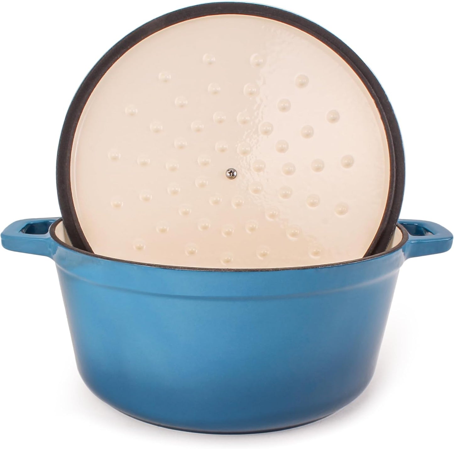 6-Piece BergHOFF Neo Enameled Cast Iron Dutch Oven Set with Matching Lid - Fast and Even Heating, Oven Safe - Blue Color