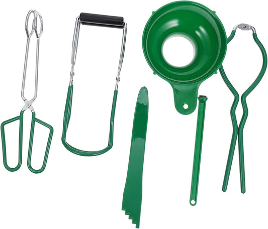 6-Piece Canning Tool Kit with Tongs, Jar Lifter, Funnels, and Magnetic Lid Lifter - Stainless Steel Set for Home Canning and Pickling