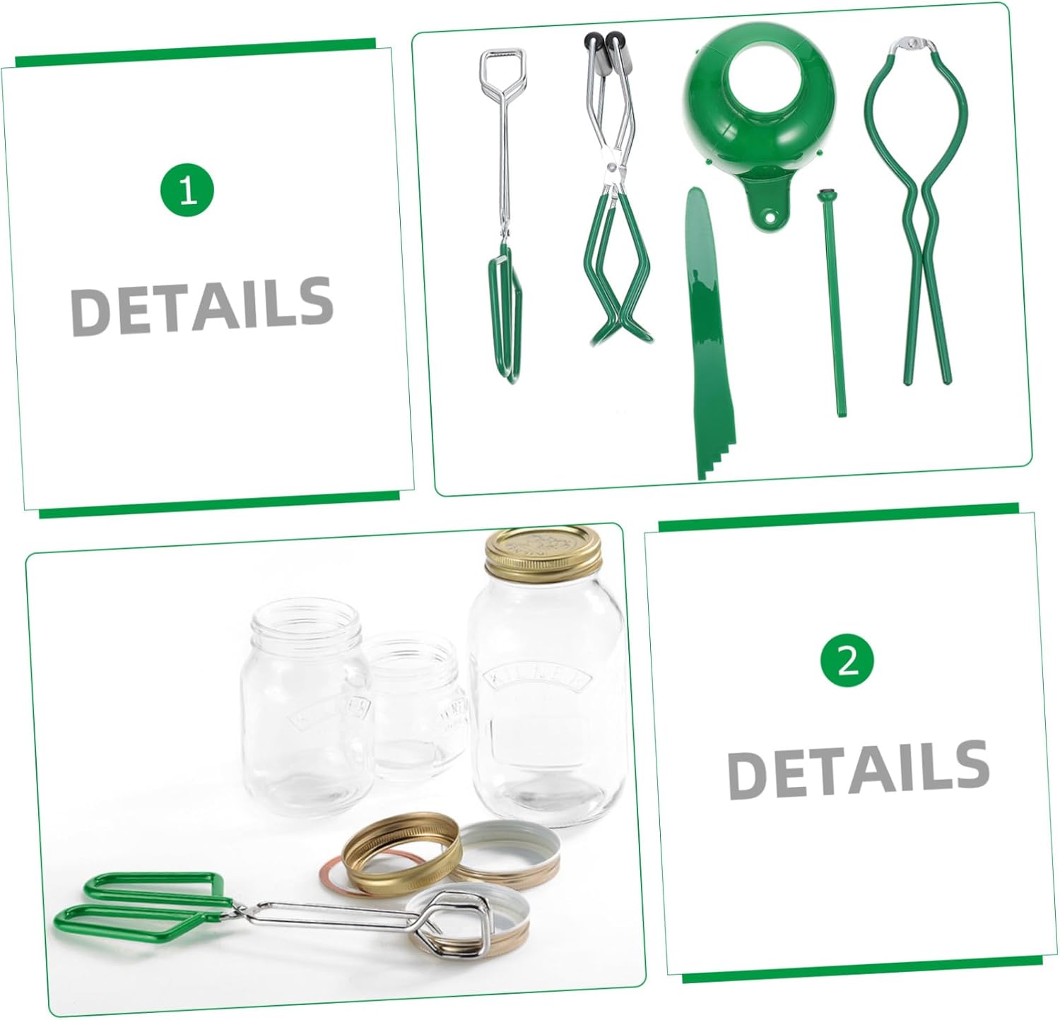 6-Piece Canning Tool Kit with Tongs, Jar Lifter, Funnels, and Magnetic Lid Lifter - Stainless Steel Set for Home Canning and Pickling
