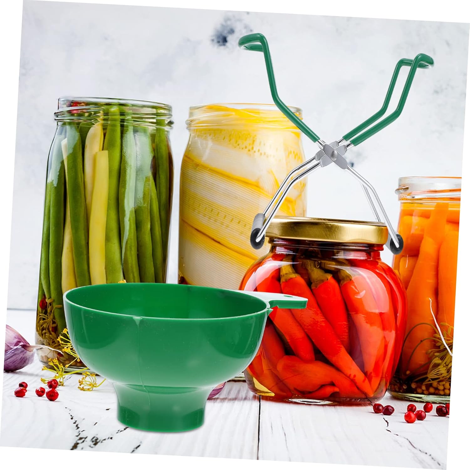 6-Piece Canning Tool Kit with Tongs, Jar Lifter, Funnels, and Magnetic Lid Lifter - Stainless Steel Set for Home Canning and Pickling
