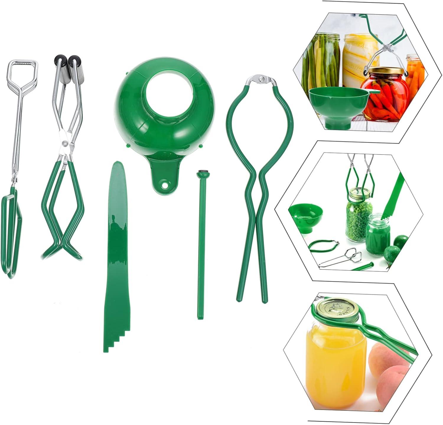 6-Piece Canning Tool Kit with Tongs, Jar Lifter, Funnels, and Magnetic Lid Lifter - Stainless Steel Set for Home Canning and Pickling
