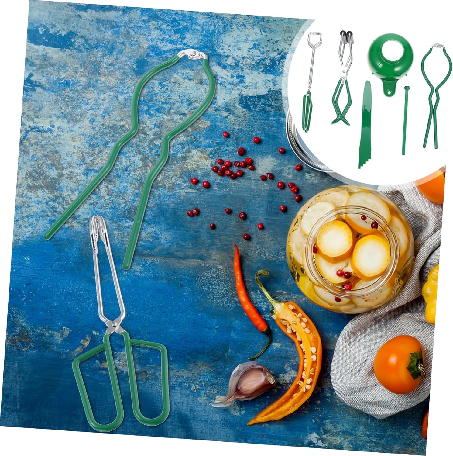 6-Piece Canning Tool Kit with Tongs, Jar Lifter, Funnels, and Magnetic Lid Lifter - Stainless Steel Set for Home Canning and Pickling
