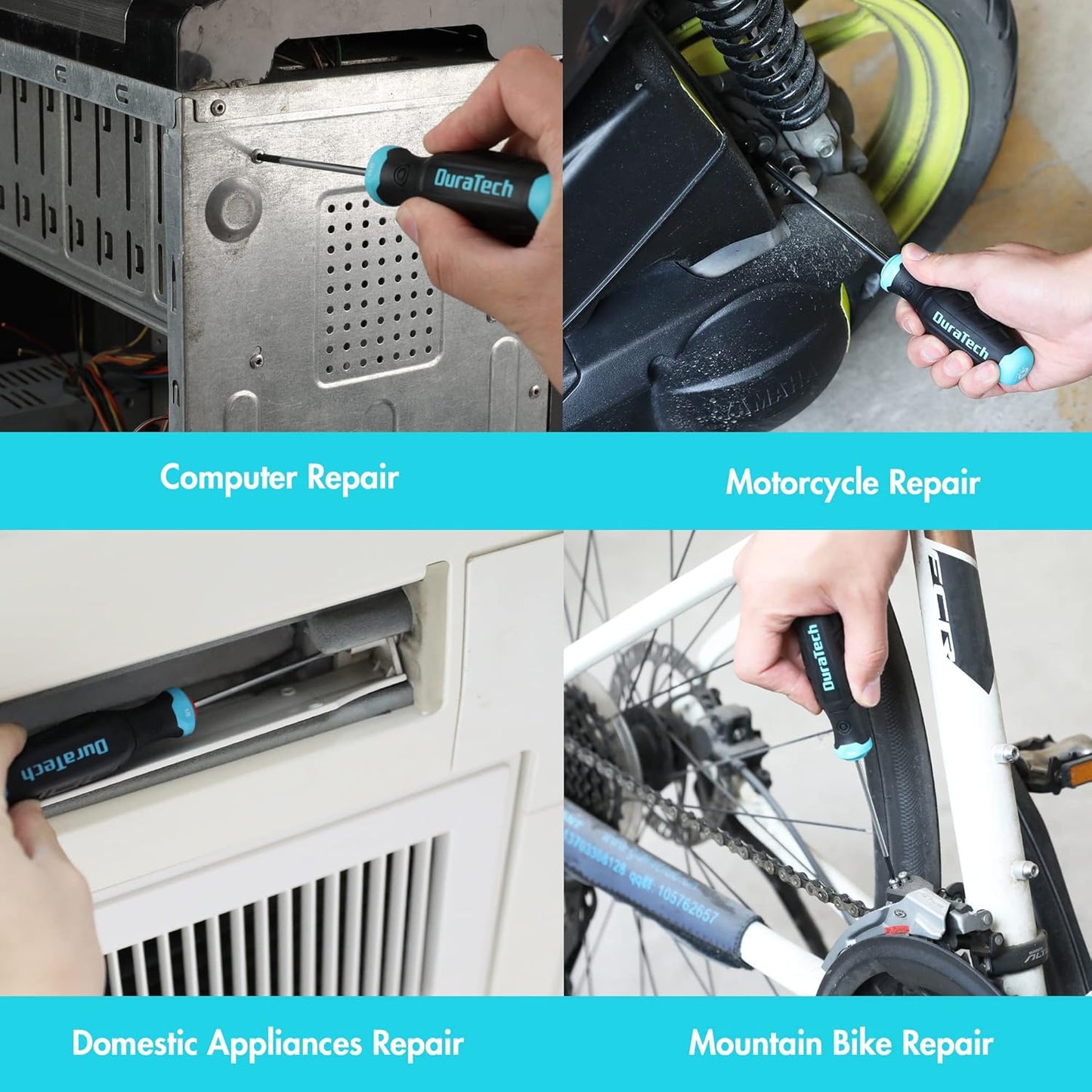 6-Piece Magnetic Torx Screwdriver Set with Rotating Storage Rack and Soft Handle - DURATECH Screw Driver Kit for Fastening and Loosening