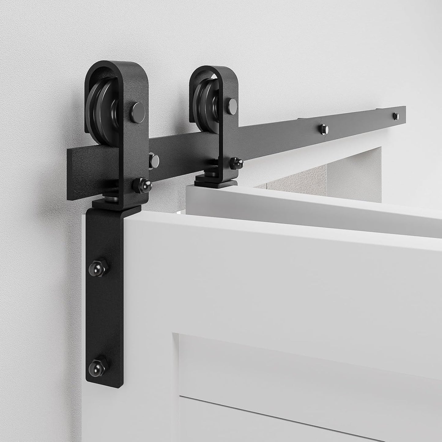 60" Bi-Folding Sliding Barn Door Hardware Kit - Smooth & Quiet Operation, Easy Install - Fits Double 28" Bifold Doors - Black Roller, Side Mounted - Door Not Included