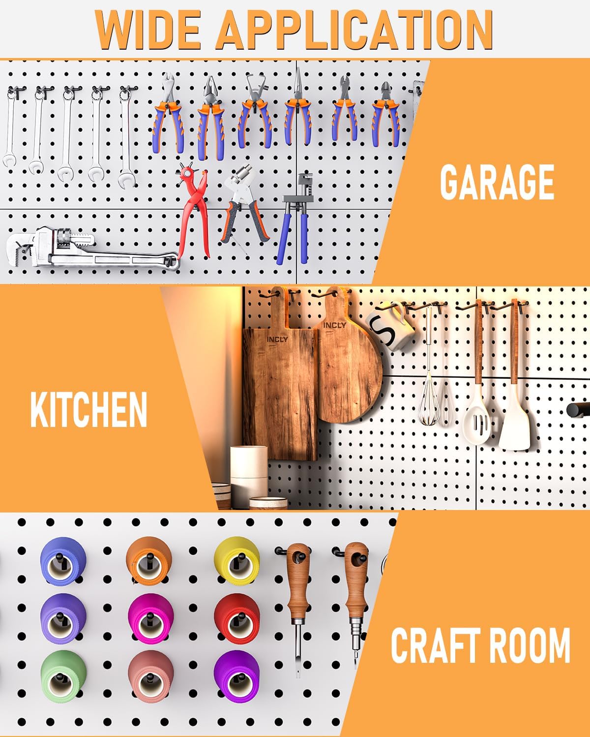 60 Pack of 6 Inch Black Pegboard Hooks - Heavy Duty 1/4" Shelving Accessories for Garage, Kitchen, and Craft Organization