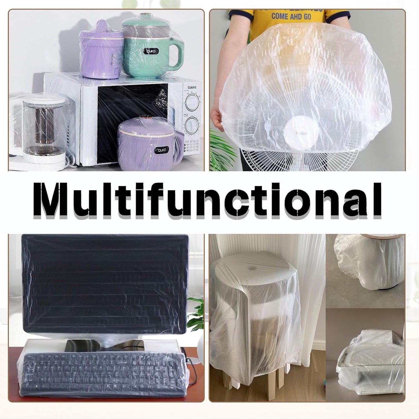 60PCS Clear Kitchen Appliance Covers - Disposable Dust Covers for Small Appliances - Elasticized Blender, Oven, Pressure Cooker, Toaster, Air Fryer, Instant Pot - Set of S, M, L Sizes