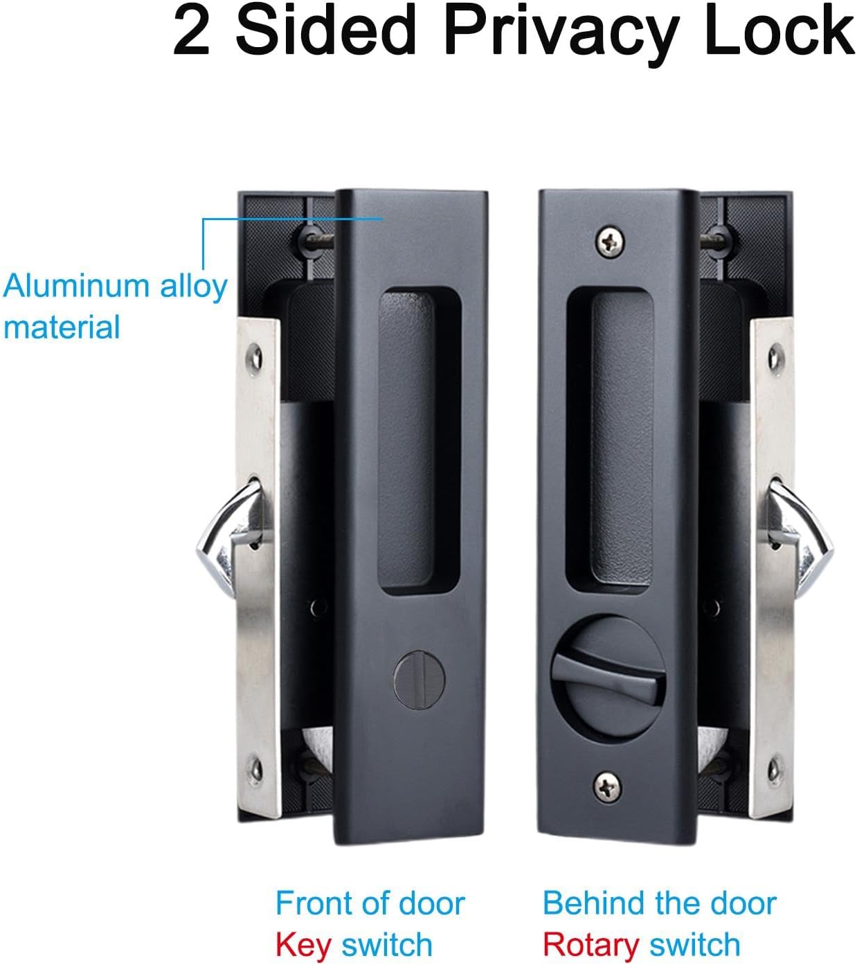 6.3" Privacy Sliding Door Barn Lock for 1-7/16" ~ 1-15/16" Thickness Doors - Matte Black