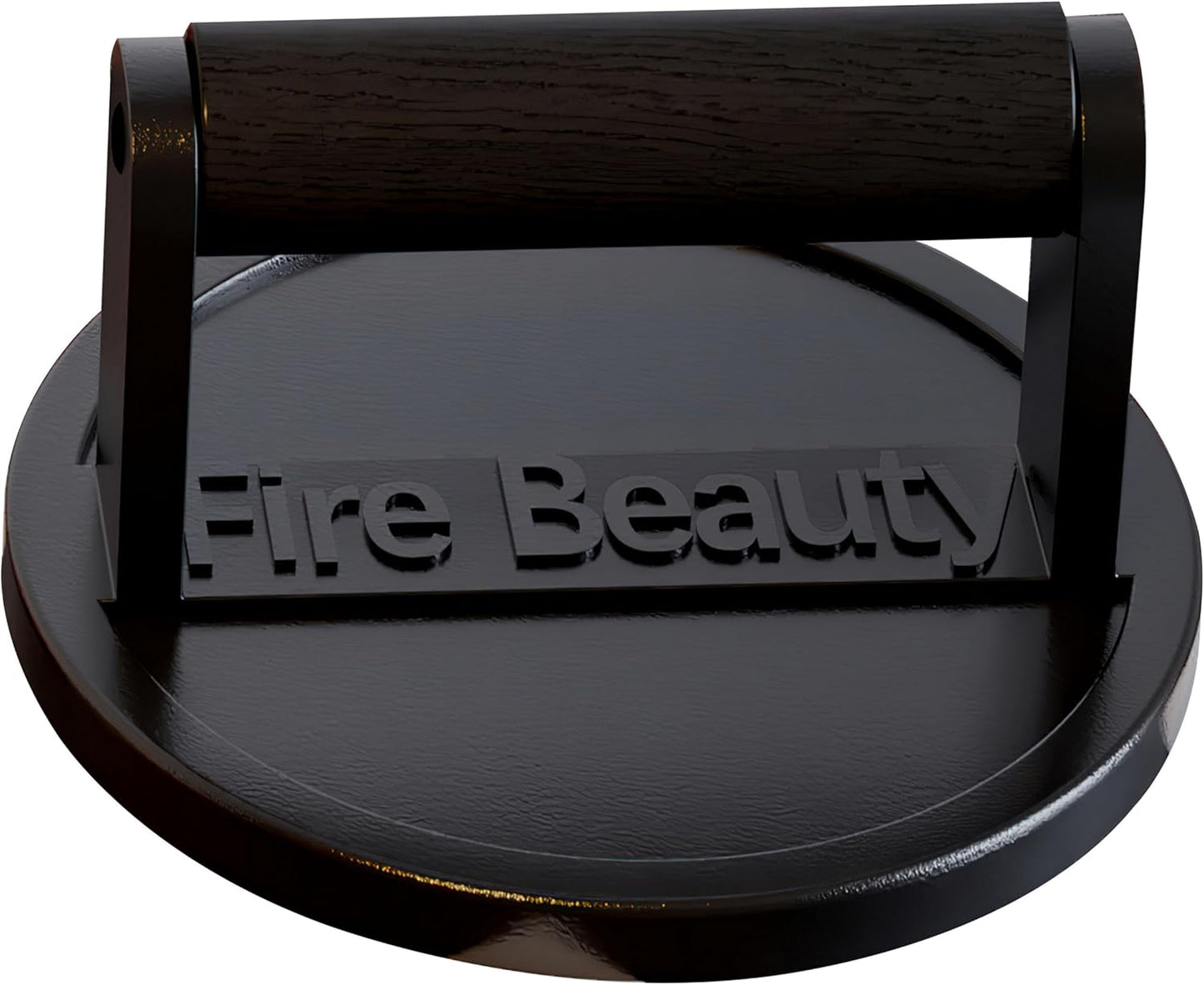 6.5" Cast Iron Grill Press with Wood Handle for Seared Bacon, Steak, and Burgers - Pre-Seasoned, Ideal for Indoor and Outdoor Cooking