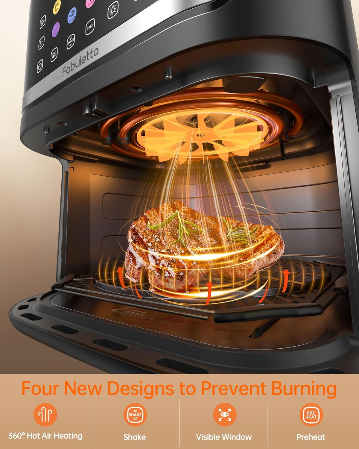 6.5QT Large Air Fryer with Clear Window and Washable Basket - 10-in-1 Presets for Crisp, Roast, Bake, and Reheat - Auto Shut-off and Nonstick - Includes Free Recipes for Easy Meals