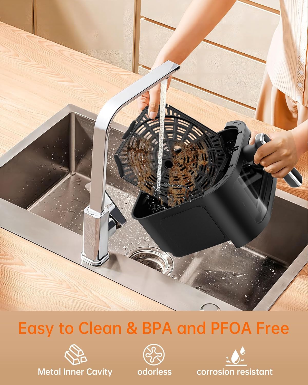 6.5QT Large Air Fryer with Clear Window and Washable Basket - 10-in-1 Presets for Crisp, Roast, Bake, and Reheat - Auto Shut-off and Nonstick - Includes Free Recipes for Easy Meals