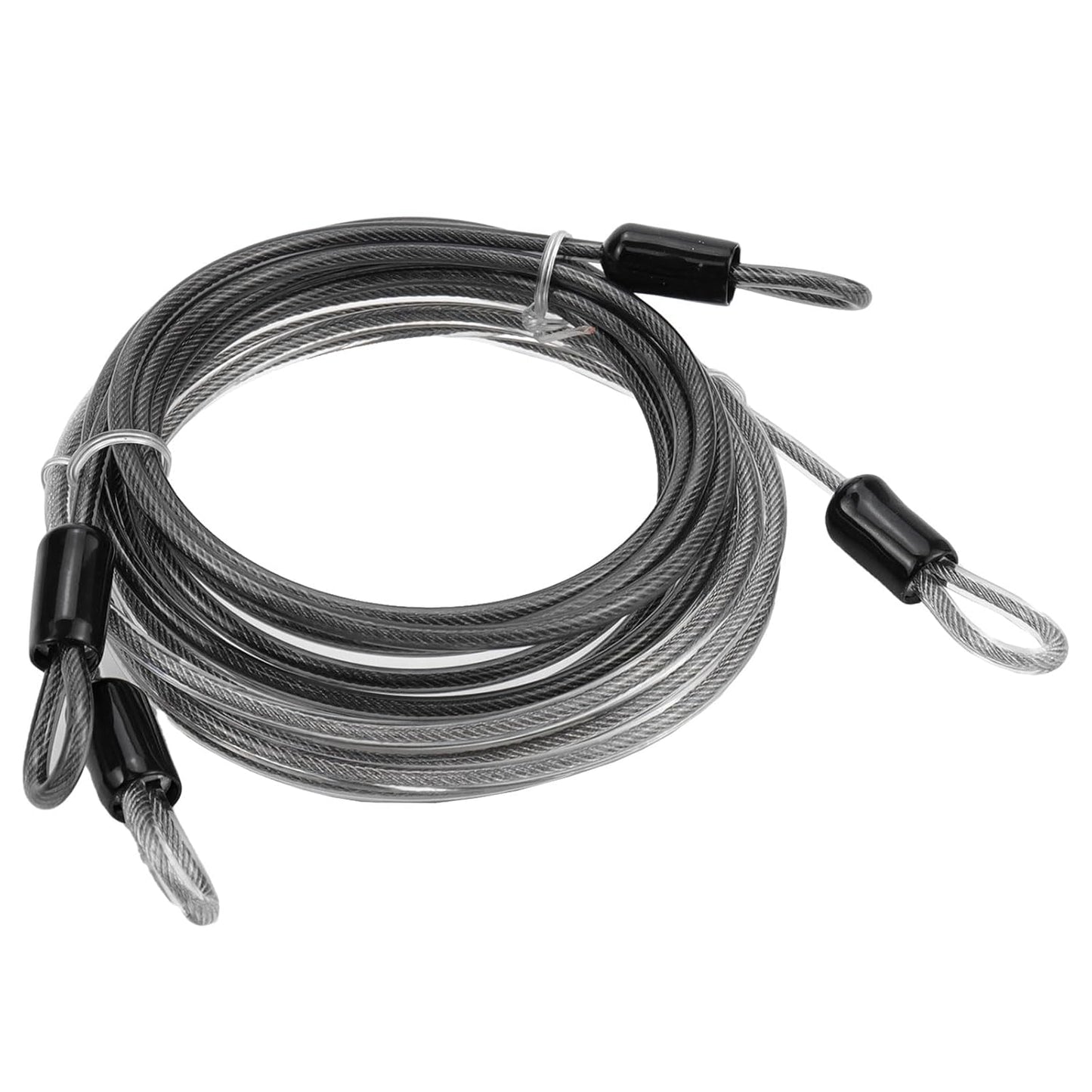 6.6ft Double Lock Security Cable Chain for Luggage - Black/Silver 2 Pack