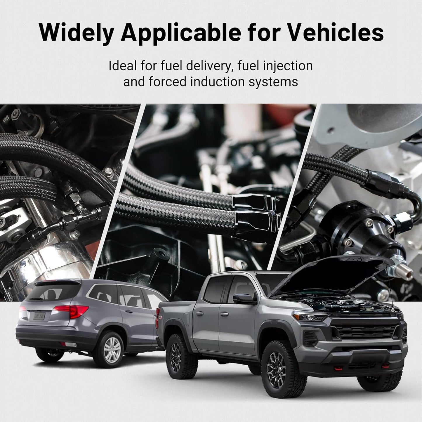 6AN PTFE Fuel Line Kit with AN6 E85 Nylon Braided Fuel Hose - 16FT (5/16 Inch ID) by EVIL ENERGY