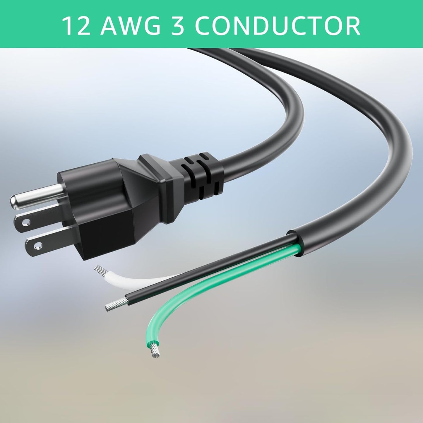 6ft 12 Gauge 3 Prong Heavy Duty Replacement Power Supply Cord Cable for Electrical Appliances, Power Tools, Dishwashers, Grinders - Black