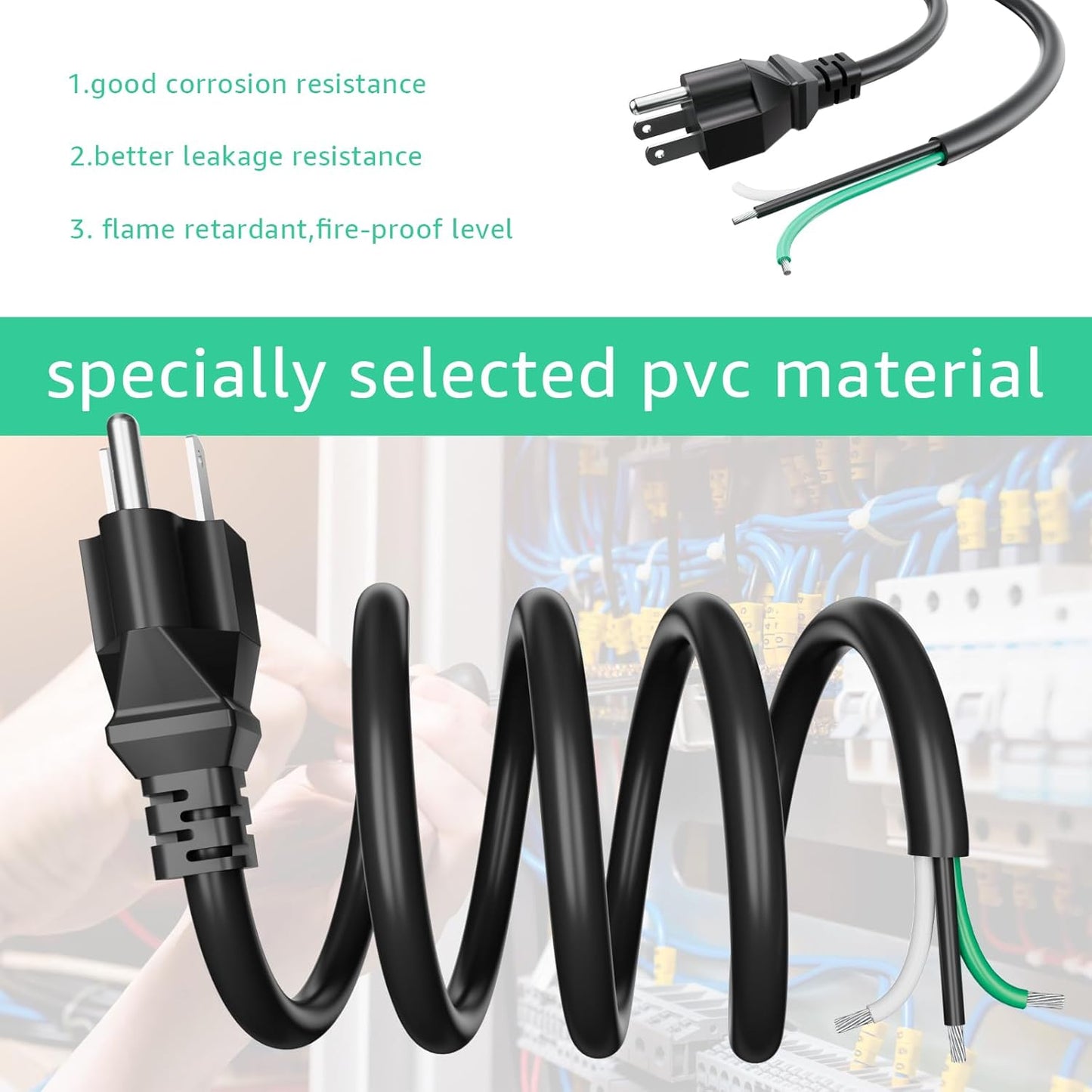 6ft 12 Gauge 3 Prong Heavy Duty Replacement Power Supply Cord Cable for Electrical Appliances, Power Tools, Dishwashers, Grinders - Black