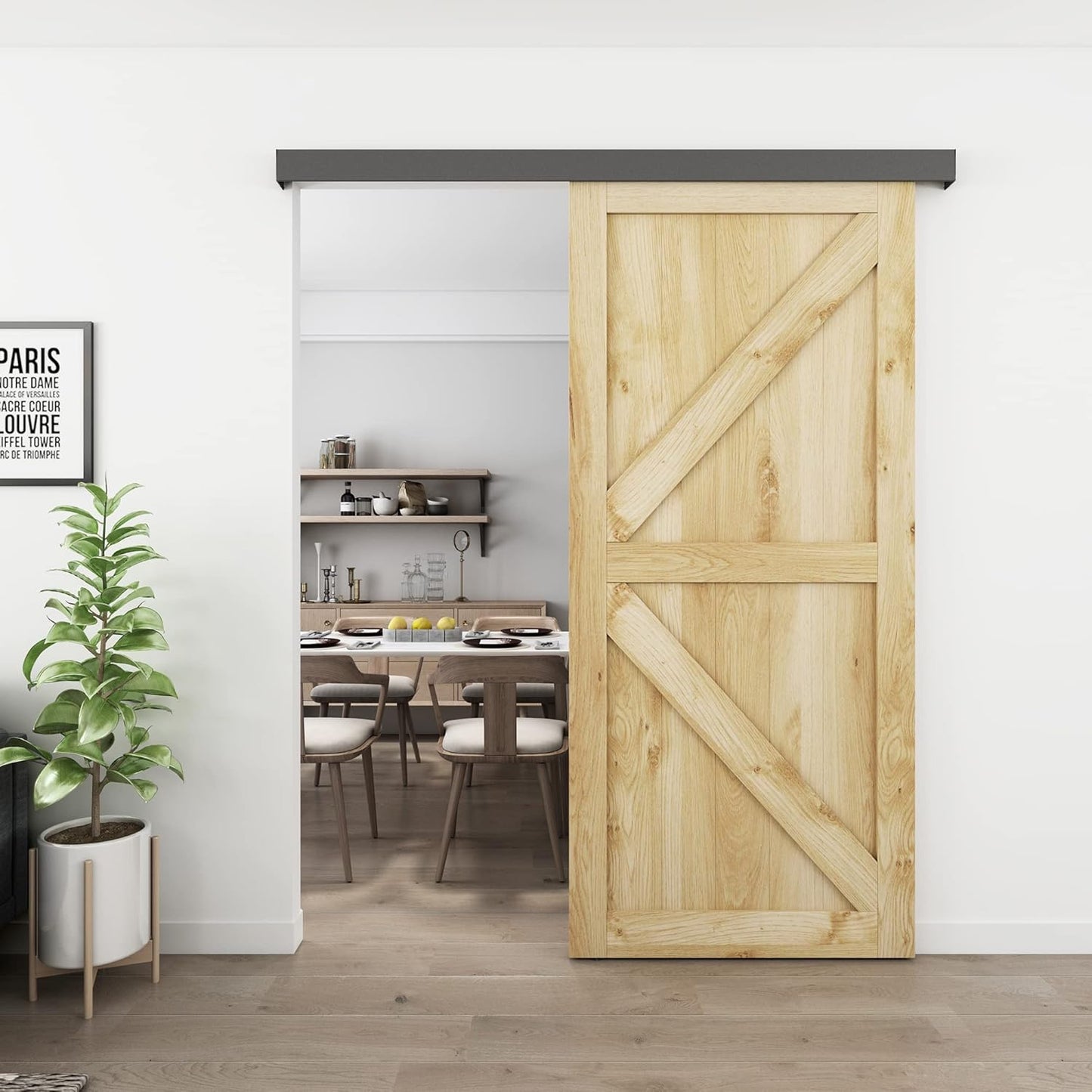 6FT Barn Door Hardware Kit, Black Aluminium Alloy Box Rail Sliding Door Track for Classic Modern Interior Single Wooden Door by JUBEST - WildKart